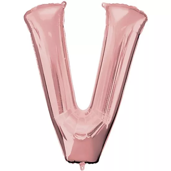 V Harfi Rose Gold Folyo Balon 1 Metre