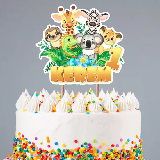 Kişiye Özel Baby Safari Temalı Pasta Süsü Seti