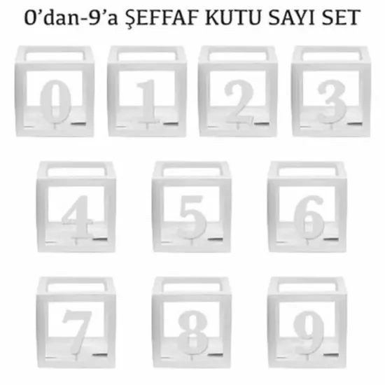 Şeffaf Kutu ve Rakam - Beyaz - 25 cm - Rakam