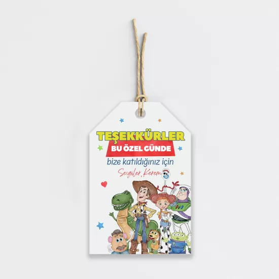 Toy Story Temalı Kişiye Özel Teşekkür Kartı 8’li