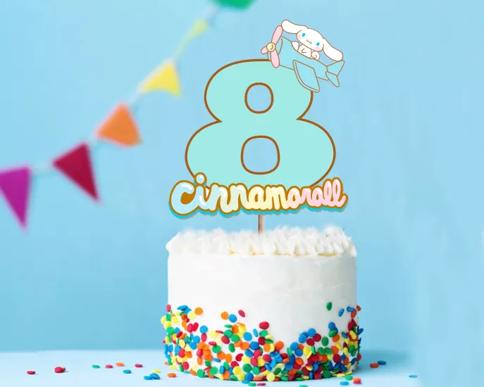 Sanrio Cinnamoroll Temalı 8 Rakam Pasta Süsü