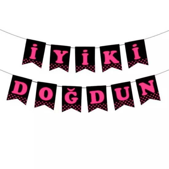 İyi ki Doğdun Fuşya Bayrak Afiş - 250 cm