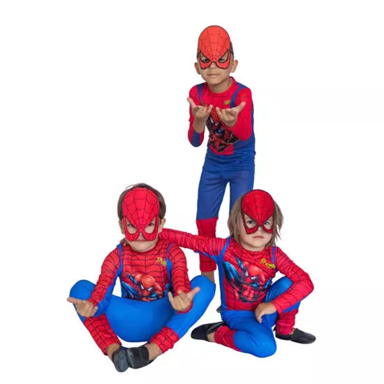 Spiderman Temalı Pelerinli Maskeli Kostüm