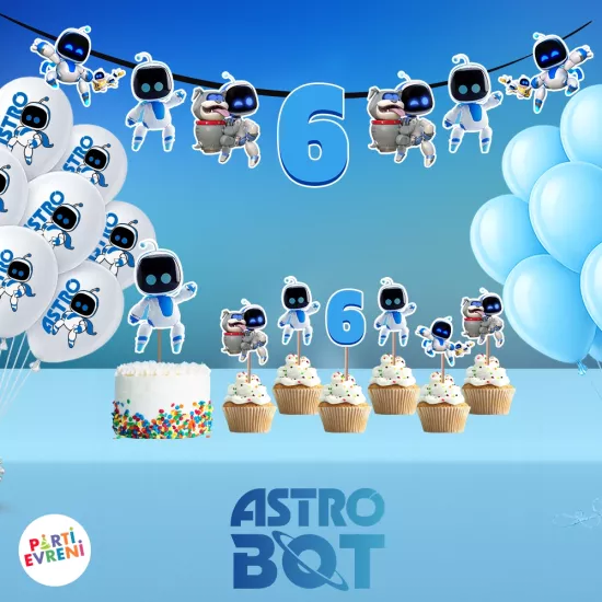Astro Bot Doğum Günü Seti | Yaş Seçenekli Afiş