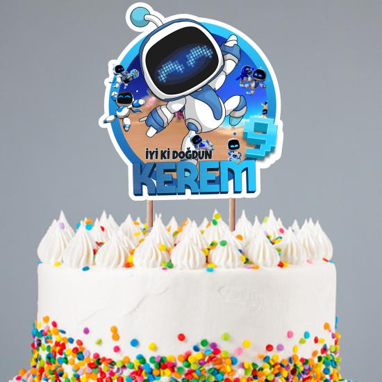 Kişiye Özel Astro Bot Konseptli Pasta Süsü Seti