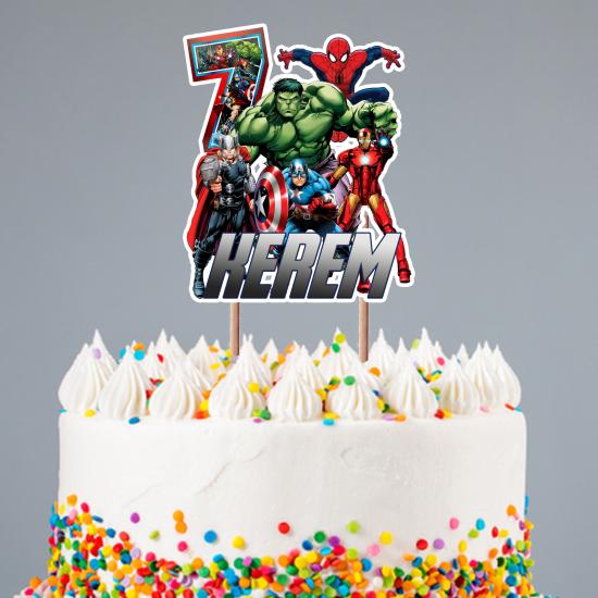 Kişiye Özel Avengers Konseptli Pasta Süsü Seti