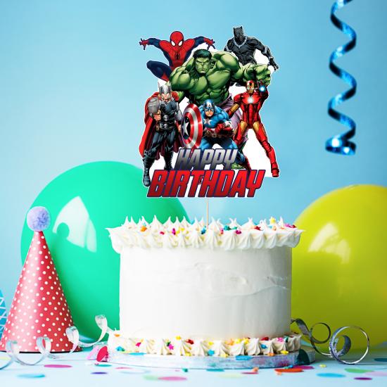 Avengers Temalı Happy Birthday Pasta Süsü