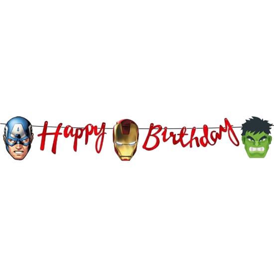 Avengers Temalı Happy Birthday Kaligrafi Banner