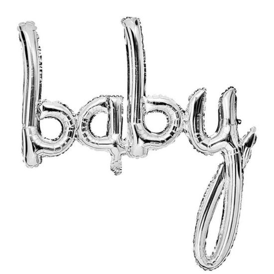 Gümüş Baby İtalik El Yazısı Folyo Balon