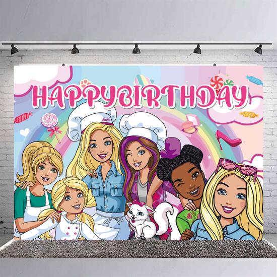 Barbie Temalı Doğum Günü Branda Afiş