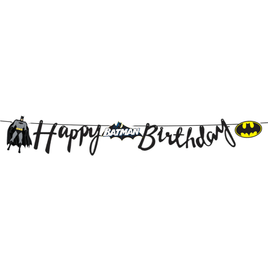 Batman Konseptli Happy Birthday Kaligrafi Banner