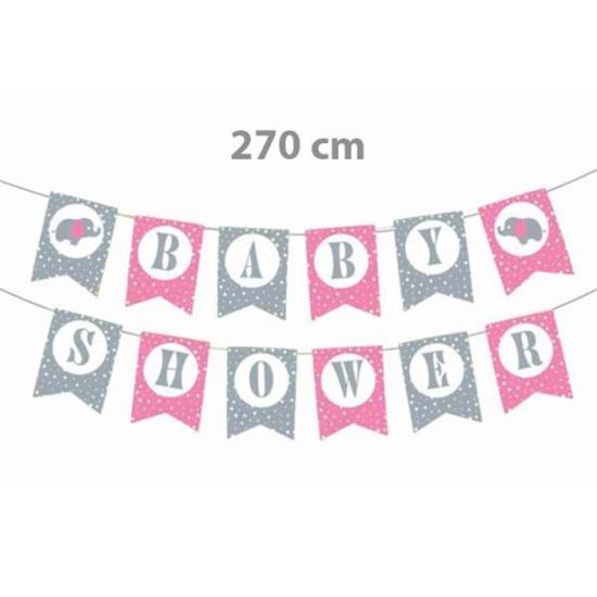 Baby Shower Temalı Banner Afiş - Pembe - 270 cm