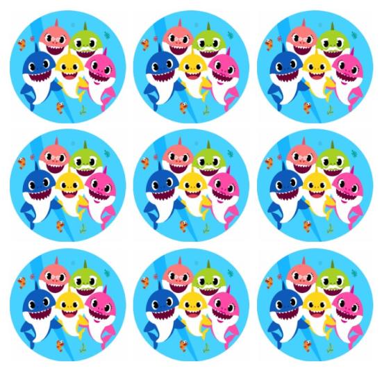 Baby Shark konseptli Sticker 10 Adet - 5 cm