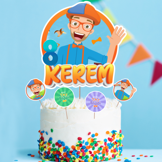 Kişiye Özel Blippi Konseptli Pasta Süsü Seti