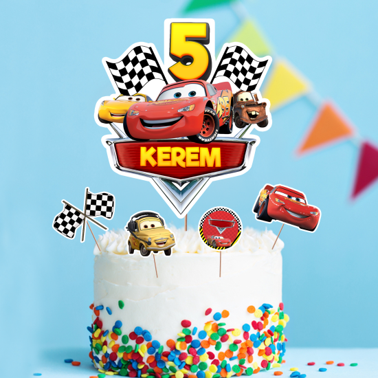 Kişiye Özel Cars Konseptli Pasta Süsü Seti