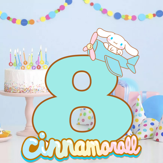 Cinnamoroll Konseptli 8 Rakam Dekor Pano