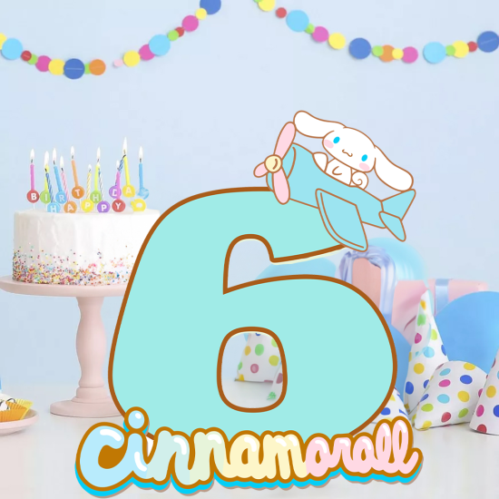 Cinnamoroll Konseptli 6 Rakam Dekor Pano
