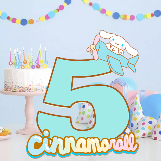 Cinnamoroll Konseptli 5 Rakam Dekor Pano