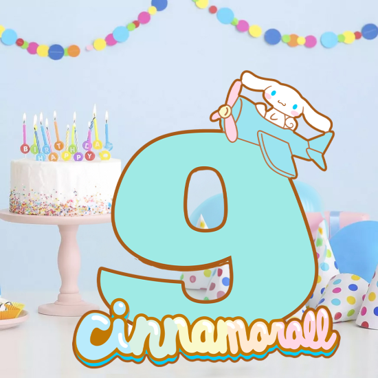 Cinnamoroll Konseptli 9 Rakam Dekor Pano