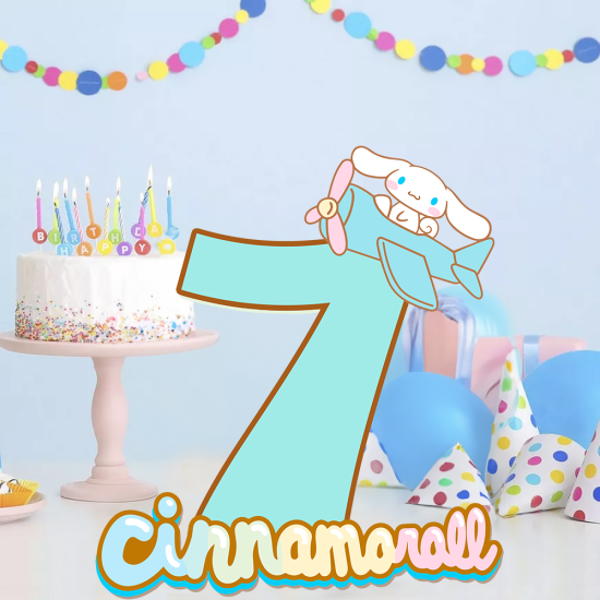 Cinnamoroll Konseptli 7 Rakam Dekor Pano