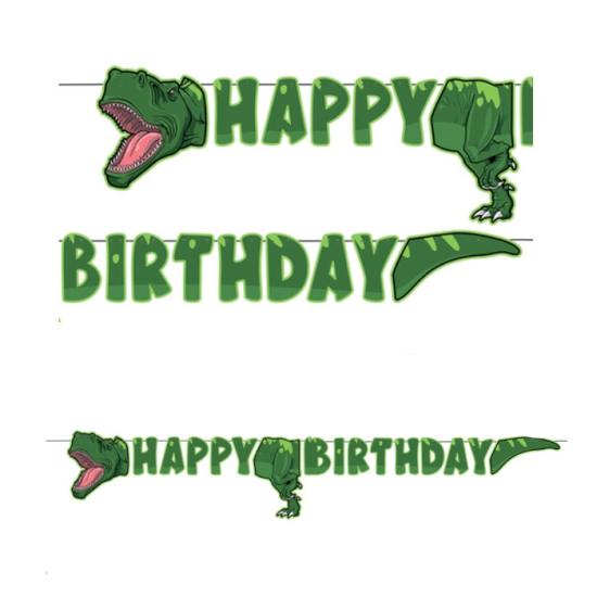 Dinozorlar Trex Temalı Happy Birthday Banner