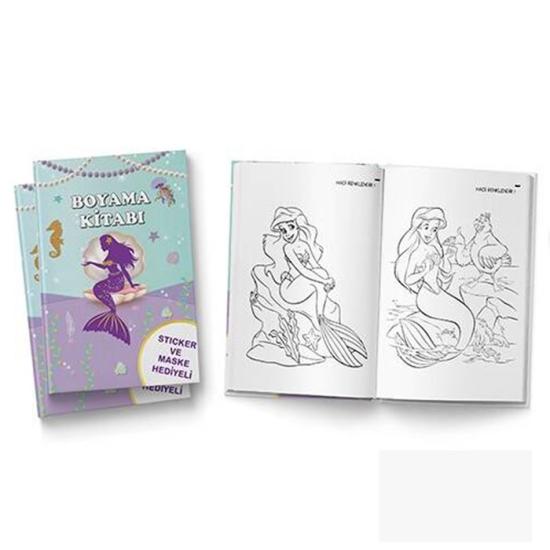 Deniz Kızı Temalı Boyama Kitabı (Sticker+Maskeli)