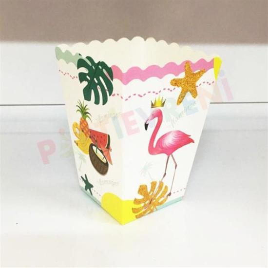 Flamingo konseptli Mısır Popcorn Kutusu - 5 Adet