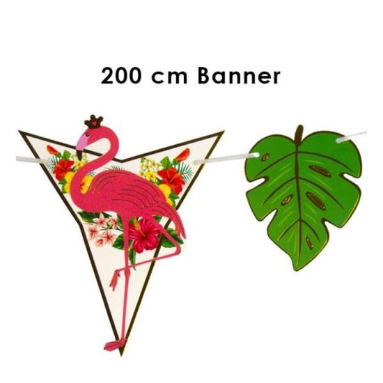 Flamingo Temalı Yapraklı Afiş Set - 200 Cm