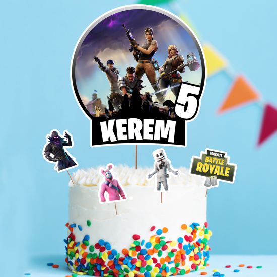 Kişiye Özel Fortnite Konseptli Pasta Süsü Seti