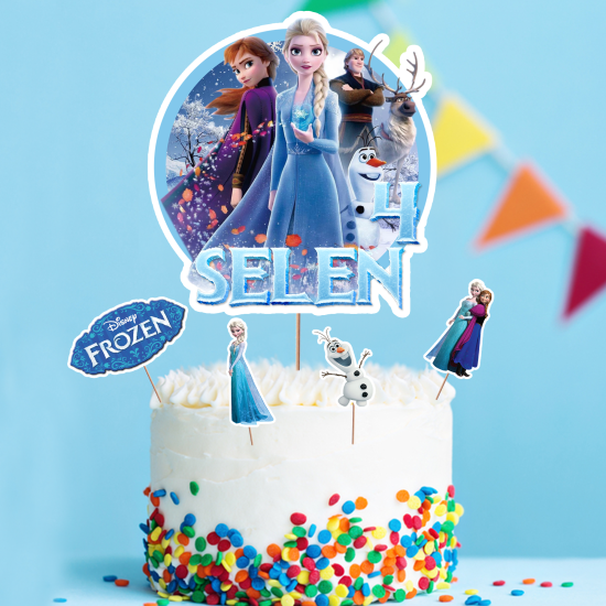 Kişiye Özel Frozen Konseptli Pasta Süsü Seti