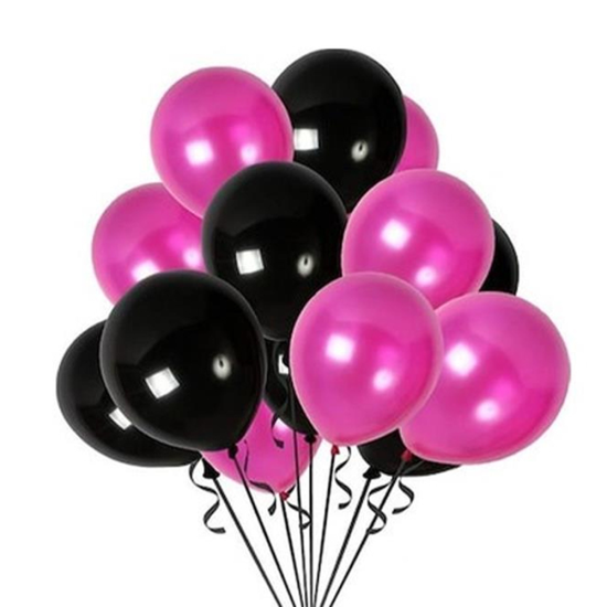 Siyah ve Fuşya Renk Karışık Lateks Balon