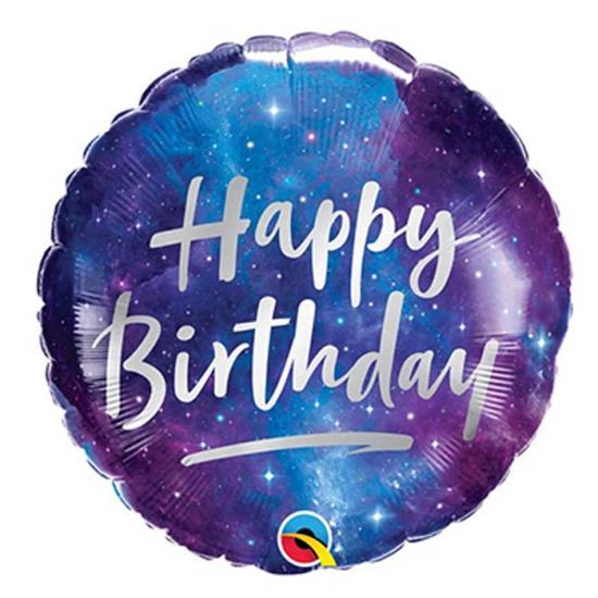 Happy Birthday Yazılı Galaksi Temalı Folyo Balon