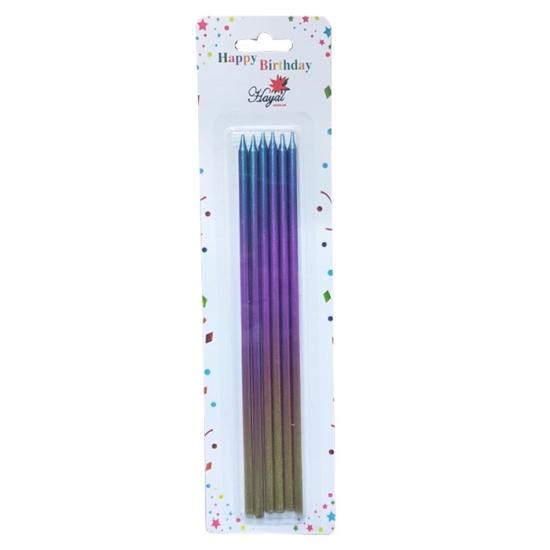 Rengarenk Uzun Çubuk Mum 6’lı