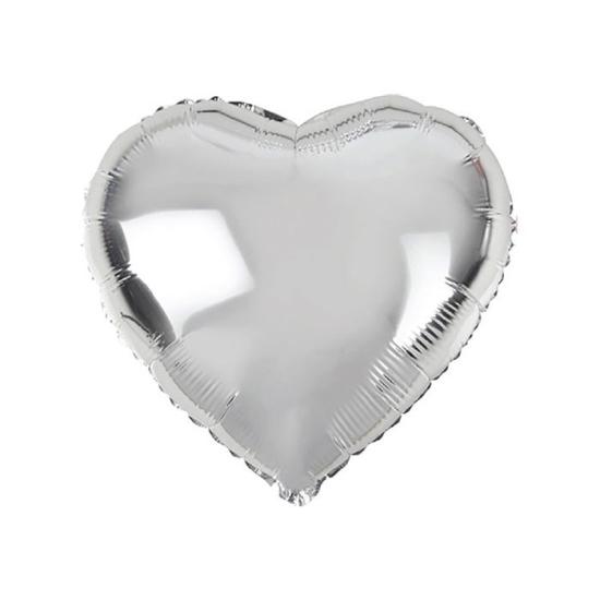 Kalp Gümüş Folyo Balon 40 cm