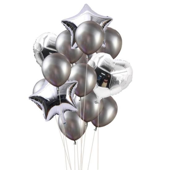 Gümüş Renk Balon Seti 14 Parça