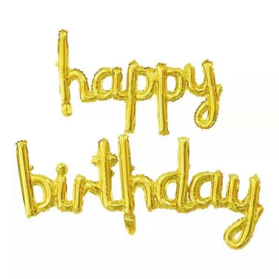 Gold Happy Birthday El Yazısı Folyo Balon