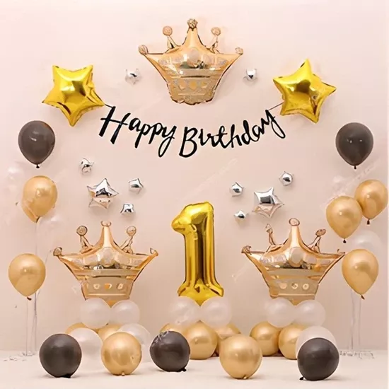 Gold Siyah Temalı Doğum Günü Balon Seti 57 Parça