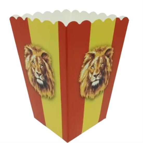Sarı Kırmızı Aslan Temalı Mısır Popcorn Kutusu - 5 Adet