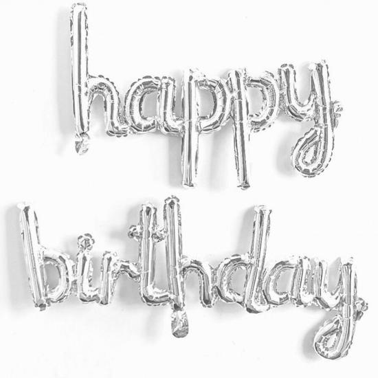 Gümüş Happy Birthday El Yazısı Folyo Balon