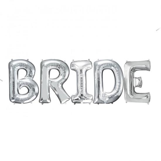 Gümüş Bride Yazılı Folyo Balon Seti