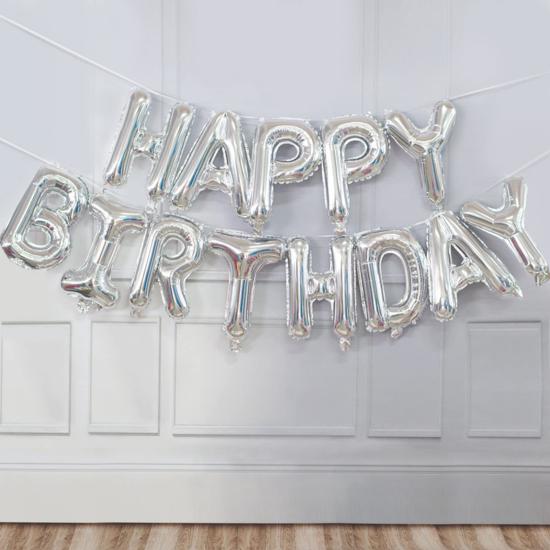 Happy Birthday Gümüş Folyo Balon Seti