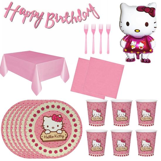 Hello Kitty Konsepti Doğum Günü Seti 16 Kişilik