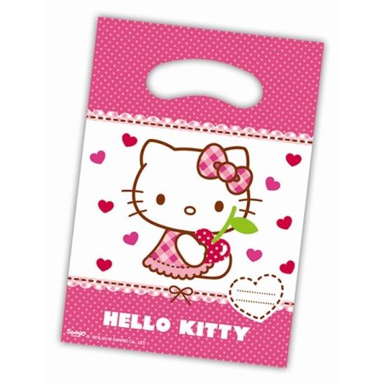 Hello Kitty Doğum Günü konseptli Lisanslı Hediye Poşeti - 6 Adet