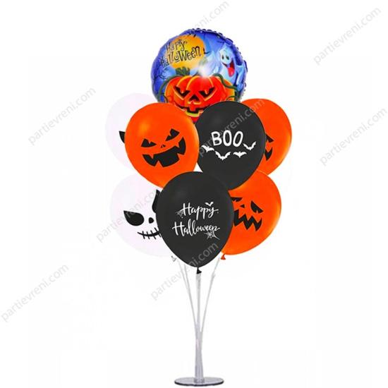Ayaklı Balon Standı - Halloween Temalı Folyo Balonlu