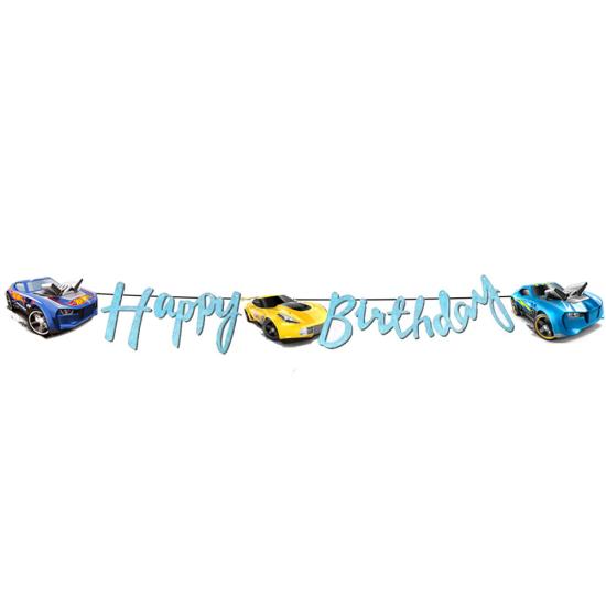 Hot Wheels Temalı Happy Birthday Kaligrafi Banner