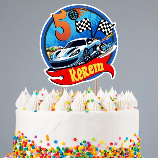 Kişiye Özel Hot Wheels Konseptli Pasta Süsü Seti