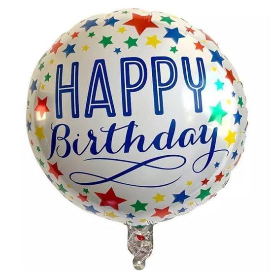Happy Birthday Beyaz Yıldız Temalı Folyo Balon