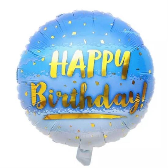 Happy Birthday Mavi Gold Folyo Balon