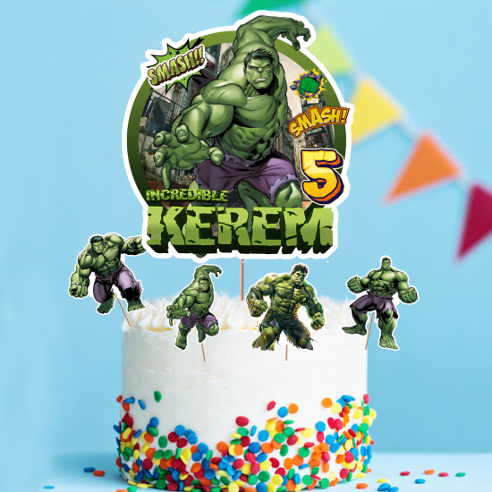 Kişiye Özel Hulk Konseptli Pasta Süsü Seti
