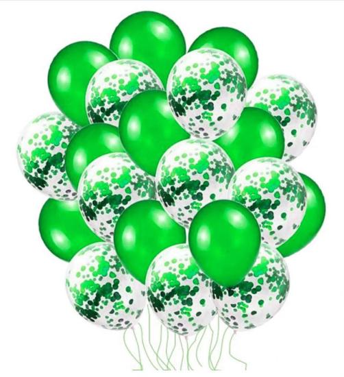 Balon Seti Yeşil Konfetili - 20 Adet